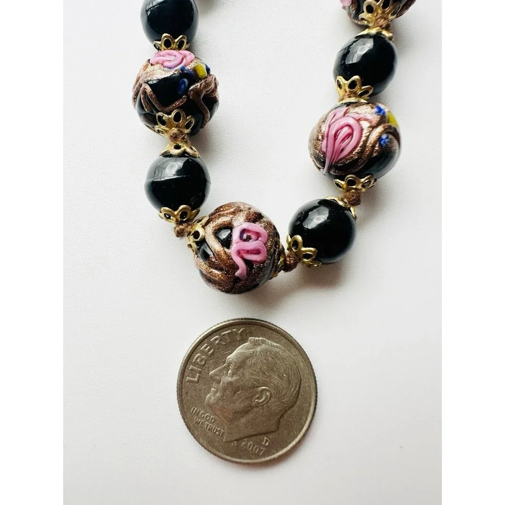 Vintage wedding cake Murano glass bead Bracelet 8.5”